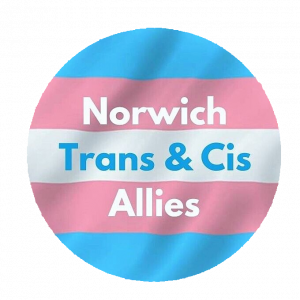 25mm button badge "Norwich Trans & Cis Allies"